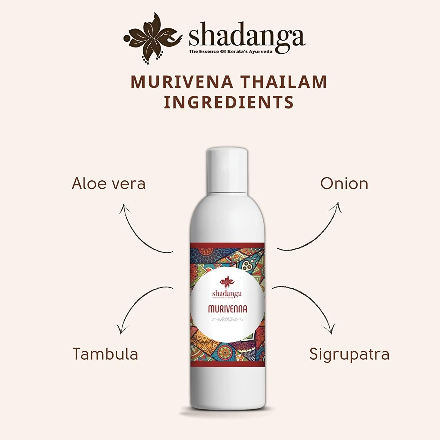 shadanga Shadanga Murivenna 100ml | Oil for Burns, Cuts, and Sprains|First aid Box Oil |Ayurvedic Pain Relief Oil|With Aloe vera, Tambula, Sigrupatra, Palandu, Tandulambu, and Shatavari in Coconut oil|