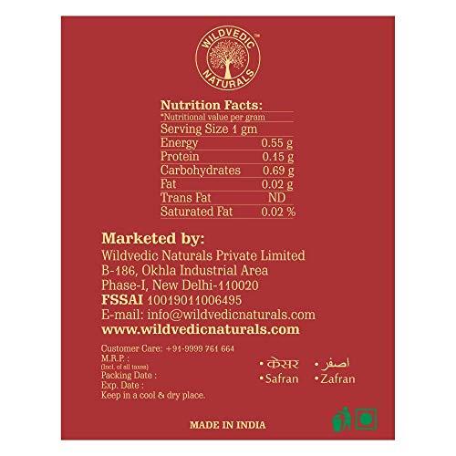 WILDVEDIC NATURALS Wildvedic Naturals Pure Kashmiri Kesar / Saffron - 1 Gram (Original Grade Saffron Threads,Quality Saffron )