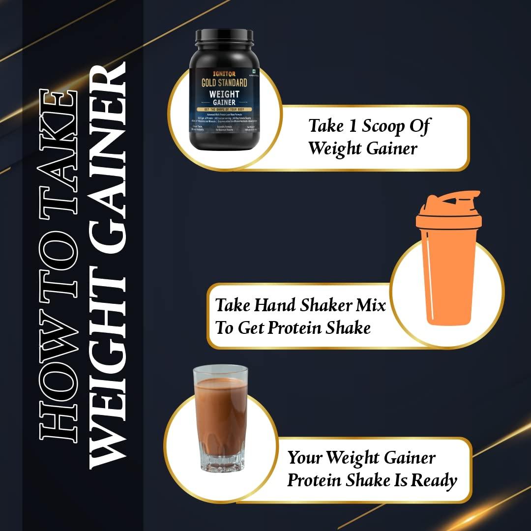 IGNITOR IGNITOR WEIGHT GAINER Protein Powder | Enriched with Vitamins & Minerals | High Protein | High Calorie | Weight Gainer | 1 kg (Chocolate flavor)