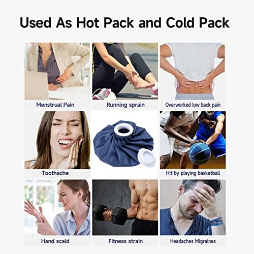 BICAREE BICAREE Ice Pack for Injuries Reusable, Ice Bags Hot Water Bag for Hot & Cold Therapy and Pain Relief with Cover, No-Leak Elastic Breathable Ice Bag, Size 9", Blue