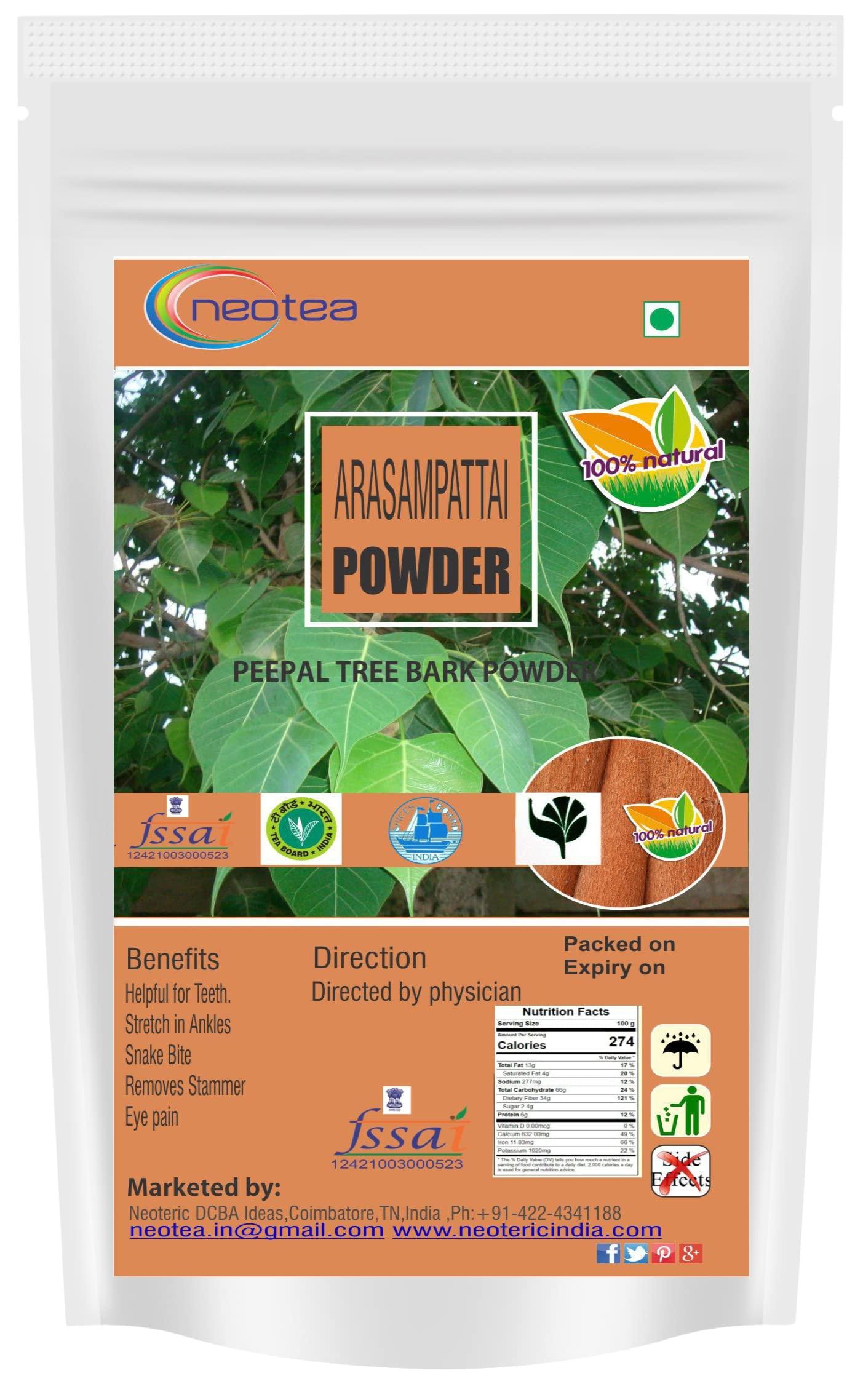 neotea Neotea Arasam Pattai Sacred Fig Powder | Peepal Tree Bark | Ficus Religiosa | Aswattha Chaal | Sesame Pipal Chaal | Digestive Health, Respiratory Wellness, Skin Care, Immunity & Wound Healing 300 GM