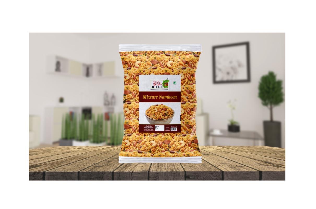 90\'s MILL 90\'s MILL Mix Farsan Besan Sev, Peanuts, Boondi - Misal Pav Farsan | Ready to eat Mixture Namkeen, Homemade and Lite Spicy Namkeen, Namkeen And Snacks | Made In Groundnut Peanut Oil-250 * 1Pack