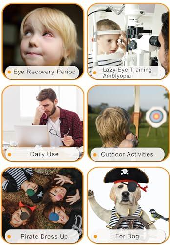 Vandorla 5PCS Eye Patch, Super Soft Eye Patches, Adjustable Medical Eye Patch for Adults and Kids, Amblyopia Lazy Eye Patches for Left or Right Eyes, 5 Colors