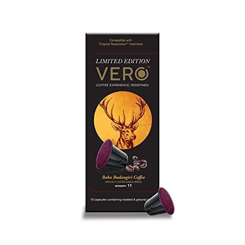 VERO VERO, Nespresso Compatible Coffee Pods, Limited-Edition "Baba Budangiri Coffee Capsules", Intensity 11 of 12, Single Origin Arabica Coffee, Dark Roast, Freshly Roasted Coffee Pods