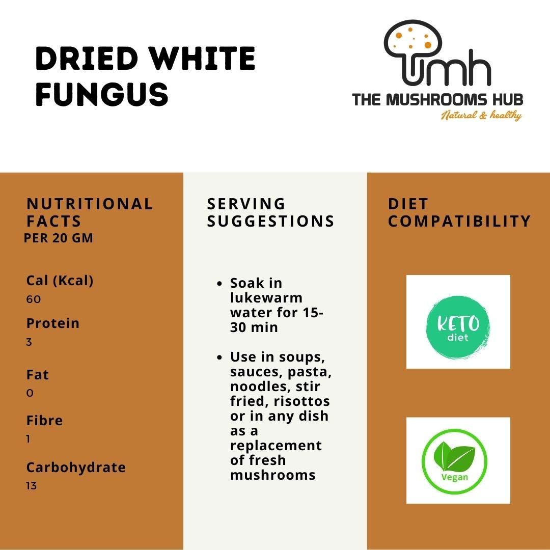 THE MUSHROOMS HUB The Mushrooms Hub Dried Edible Snow Mushroom (100 Grams)