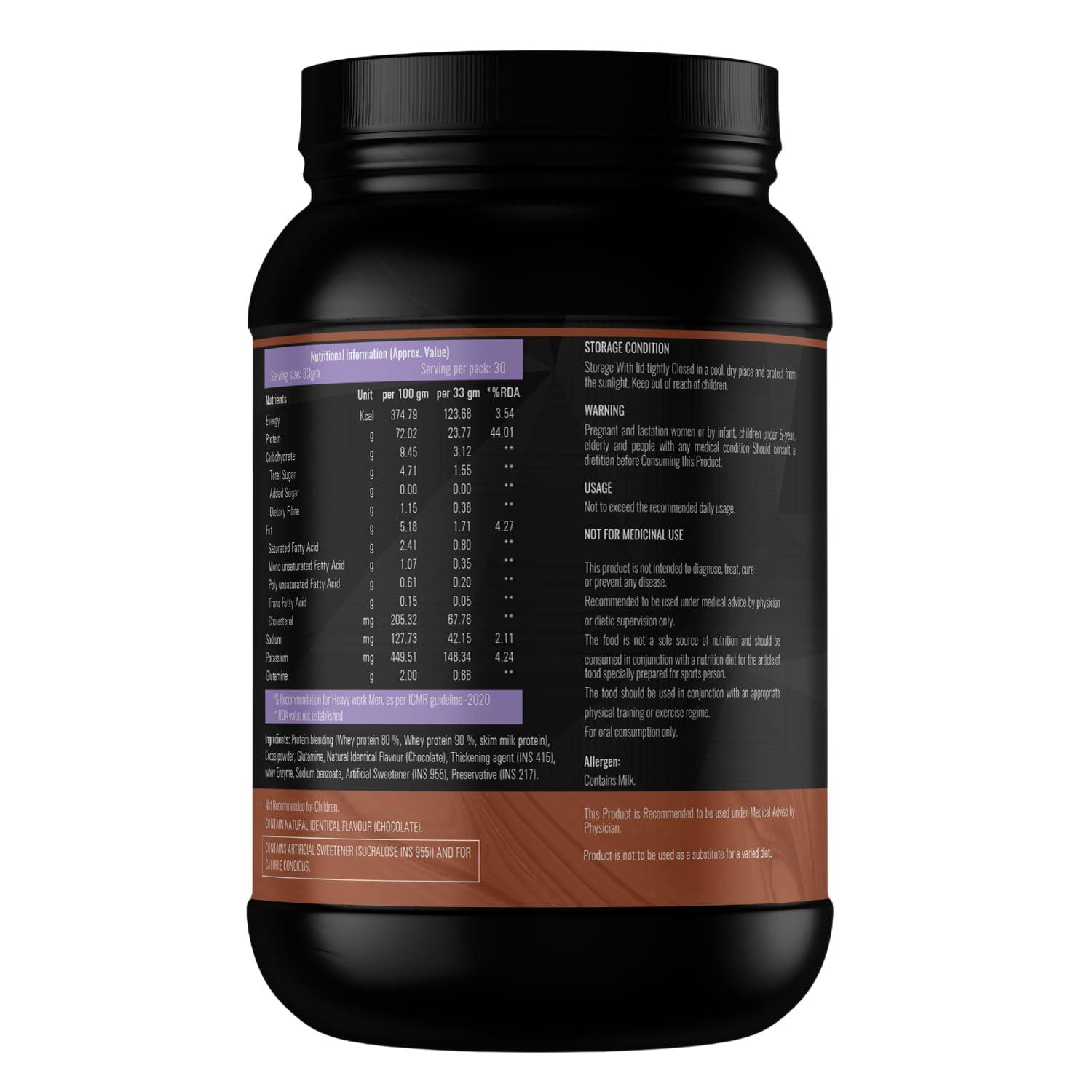 BOOSTIQ BOOSTIQ Whey Protein Concentrate 1KG Chocolate (30 Servings) | Fast Absorbing And Easy to Digest 100% Authentic Whey Protein Powder For Women, Men & Athletes | 23.7g Pure Protein Per Scoop (1KG, Chocolate)