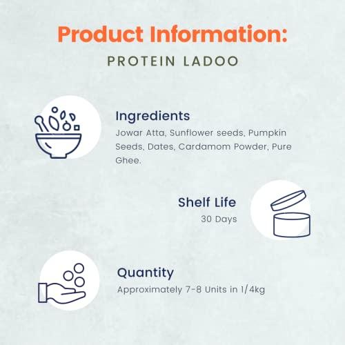 PATIL KAKI PatilKaki's Handmade Protein Ladoo | Dry Fruits | Pure Desi Ghee | No Preservatives | No Added Sugar | Energy-Bar Replacement | High Protein | Instant Energy | 300g | 12 Ladoos