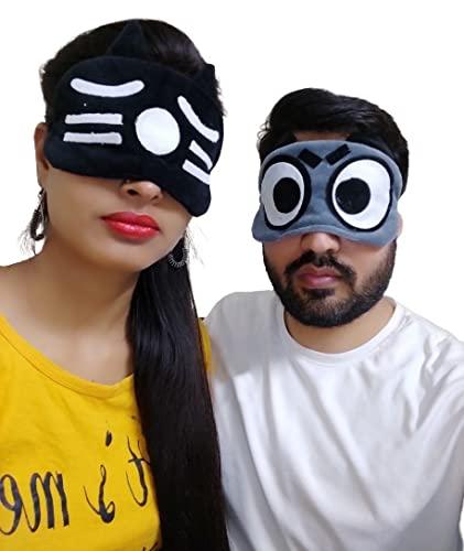 JUZZII JUZZII Velvet Super Soft & Smooth Sleep Eye Mask Shades for Men-Women, Girls-Boys, Kids - (Pack of 2 ) Couple Mask Set-30-31