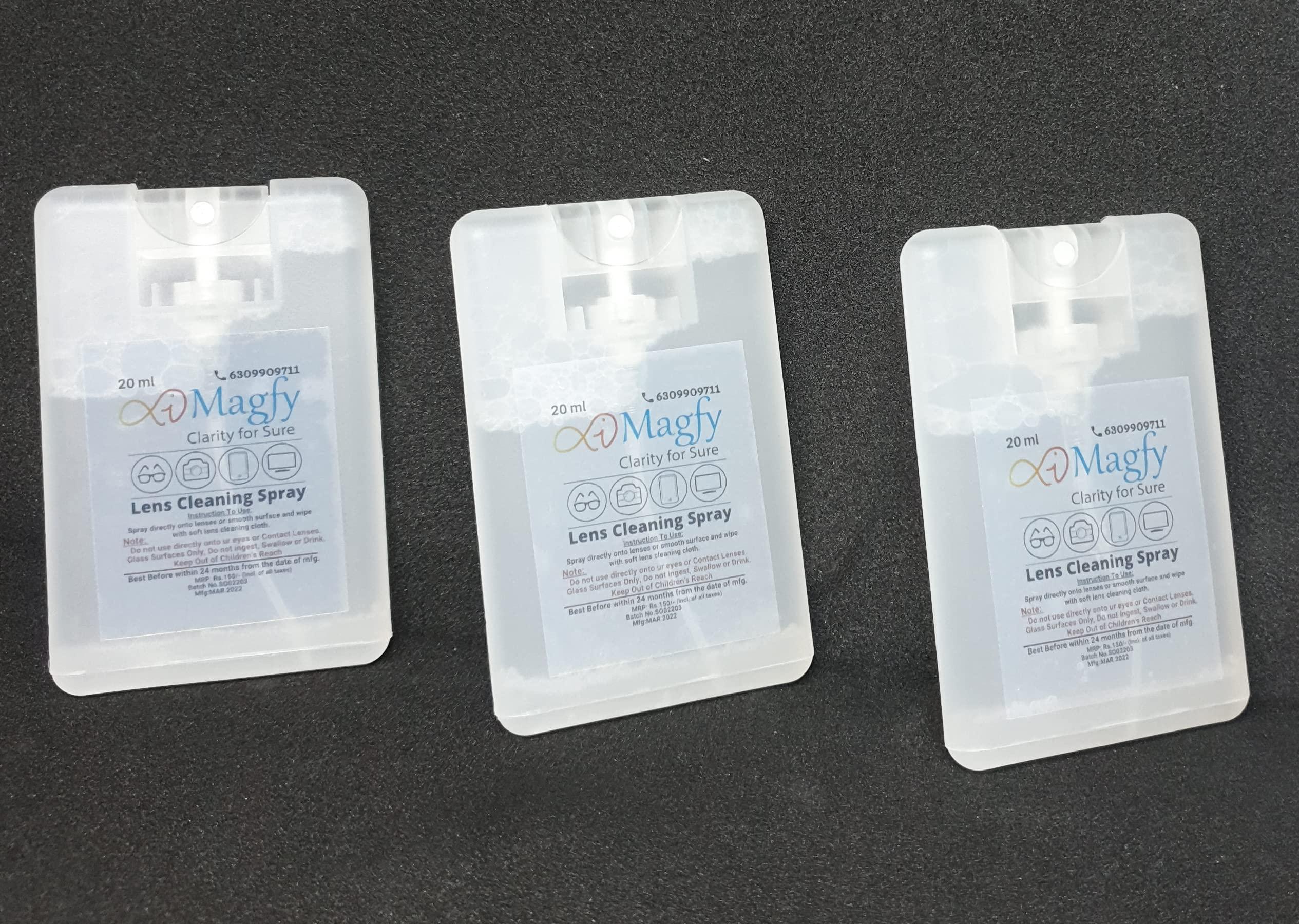 iMagfy iMagfy Pocket Lens Cleaner Spray Kit Eyeglass| India Made | Safe for All Lenses,Camera, Mobile, Laptop and Displays/Screens | 20ml of 3 pack with Fabric soft Cloth with Free ScrewDriver