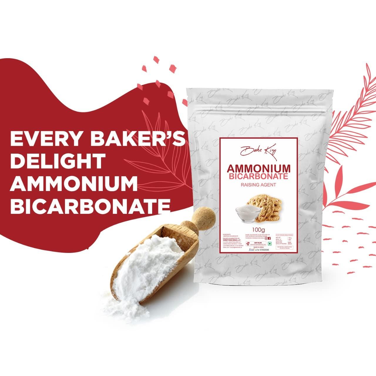 BAKE KING BAKE KING Ammonium Bicarbonate 100gm, Agent Biscuits Food Grade Hornsalt - Hartshorn Perfect for Baking (Cookies and Biscuits)