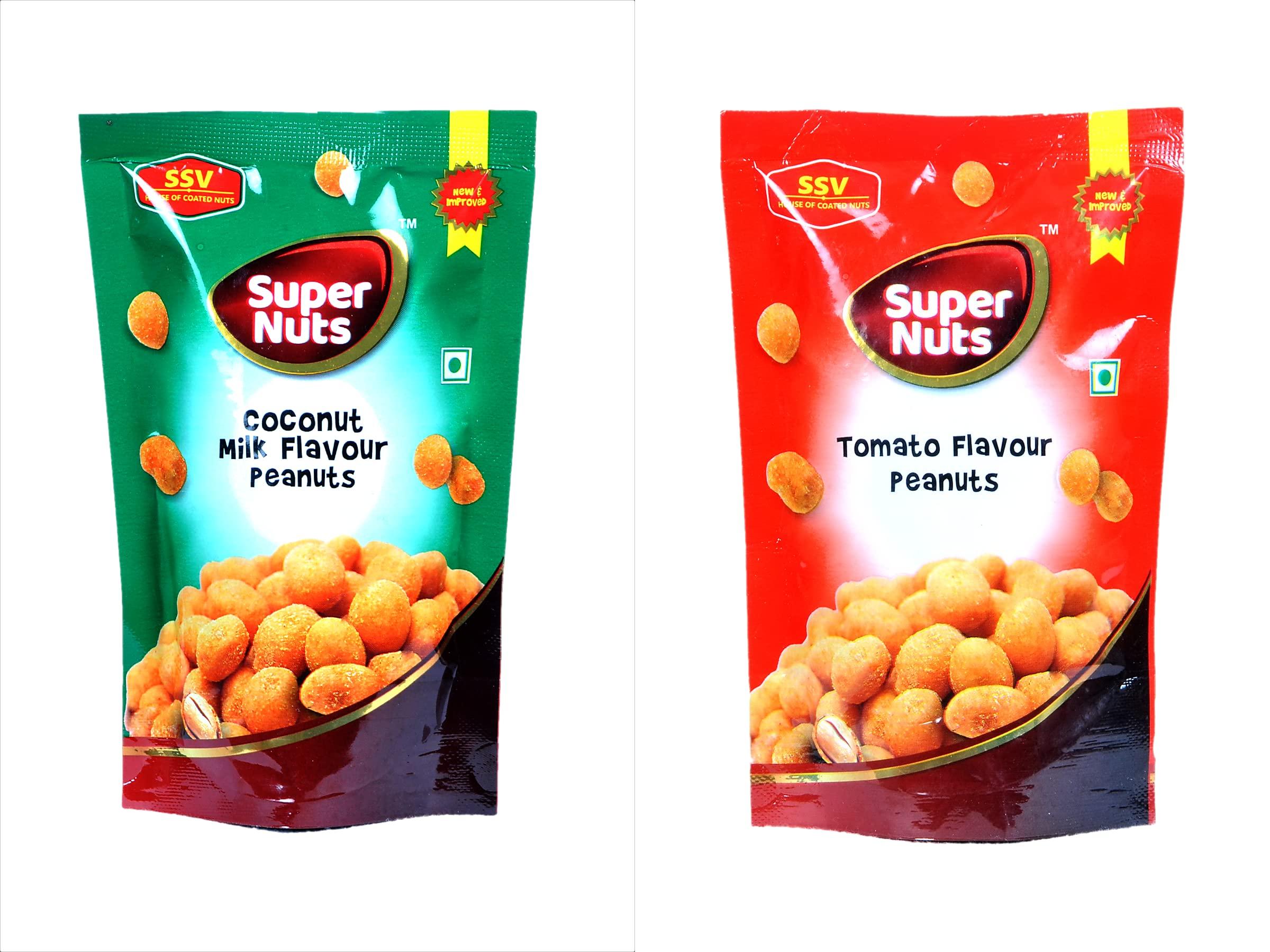 SUPER NUTS SSV SUPER NUTS | Bangalore Famous |Healthy Peanuts | Rich in Protein | Delicious snacking |Pack of 4| 90 Gms Each Pack | Coconut Flavour