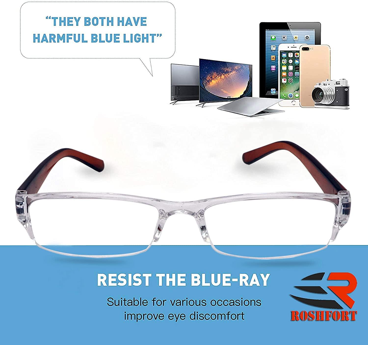 JaniFaoul JaniFaoul Unisex Rectangular Reading Glasses for omen men Trendy Readers Light Filtering Glasses (Brown, 1.5)