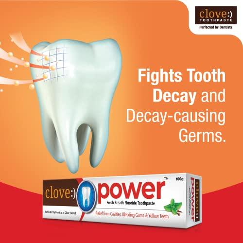 Clove Clove Power Toothpaste: Prevents cavities, tooth decay, and bad breath. Formulated by dental experts- 300 gms(100gm*3) Combo Super Saver Pack