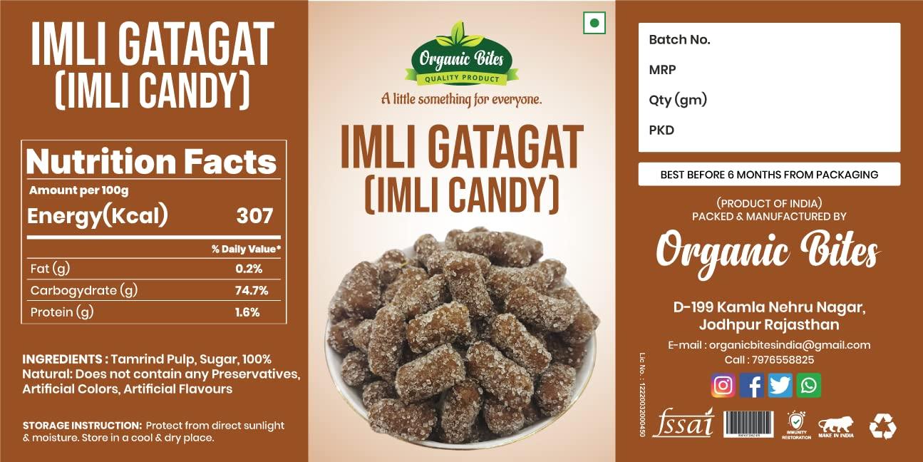 Organic Bites Organic Bites Imli Gatagat Candy I Sweet and Sour Tamarind Candy| Tamarind Emly gatagat Churan| Khatta Meetha Chulbuli Imli [Jar Pack] -200 gm