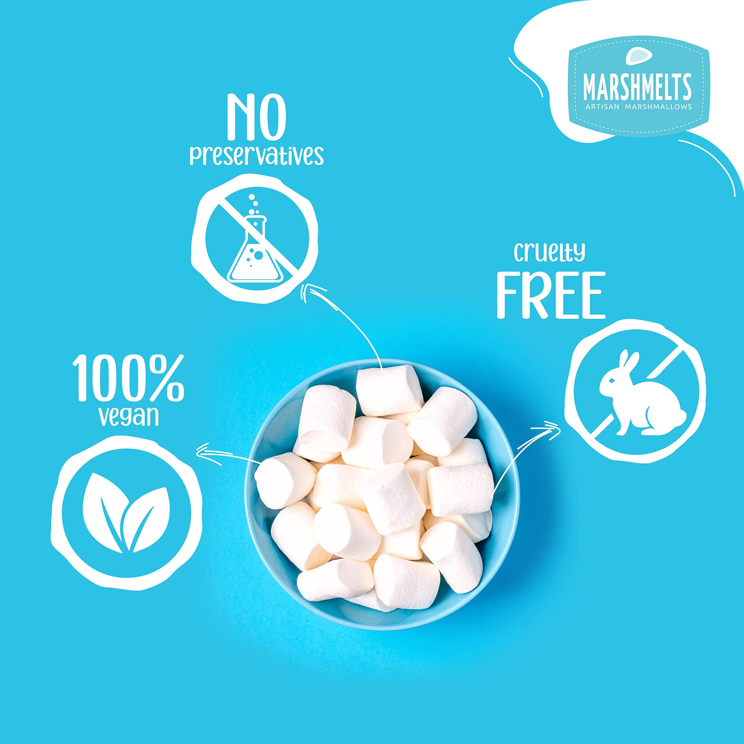 MARSHMELTS GOURMET MARSHMALLOWS Marshmelts Vegan Marshmallows Candy - 175 gm| 100% Vegan | Mini Marshmallow | Candy for Kids | Assorted Fruit Flavor | No Added & Preservatives | Trans Fat & Gluten-Free | Genuine 100% Vegetarian