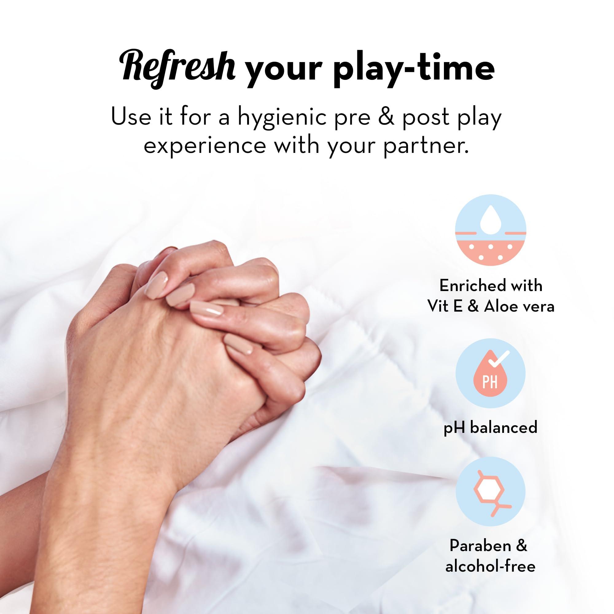 PLUSH Plush Dotted Condoms(10 count) & Play Intimate Wipes For Women & Men (Pack of 10) Combo