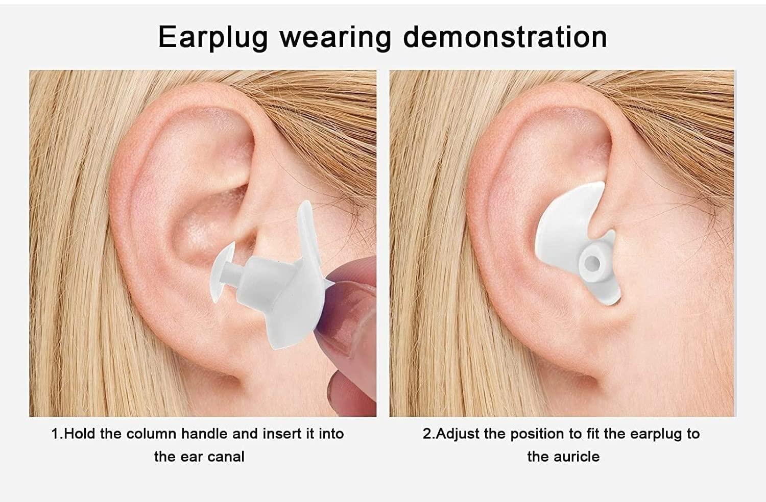 Street27 Street27™ Swimming Ear Plugs For Adults Kids Waterproof Reusable Professional Silicone Swimming Ear Cap Soft Anti-Noise Ultra Comfy Swim Earplugs with Storage Case (4 pairs_Black+Blue+Pink+White)