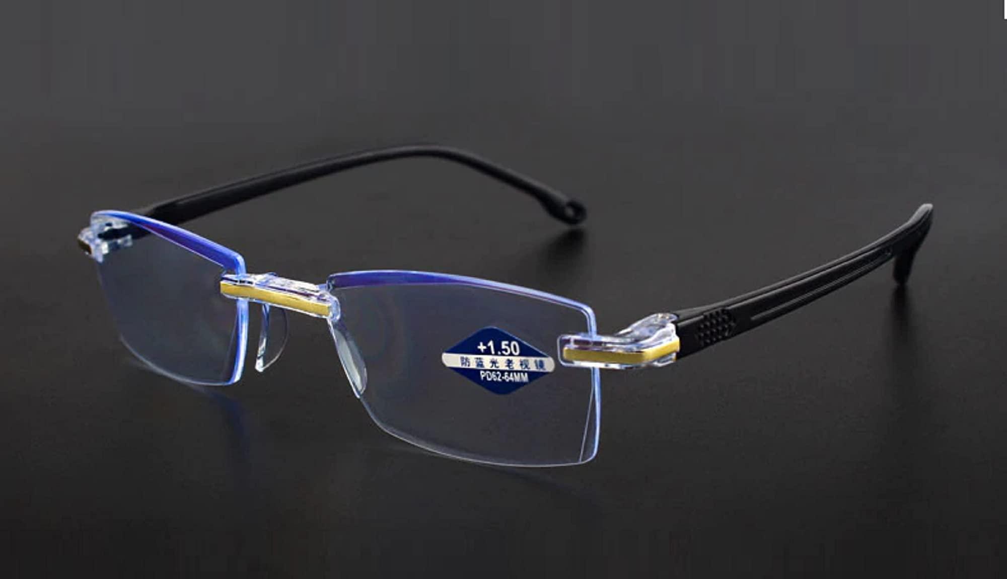 AUGEN AUGEN Blue Block Rimless Reading Glasses Gold Clear Unisex Free Size Power (+3.00, Pack Of 3)