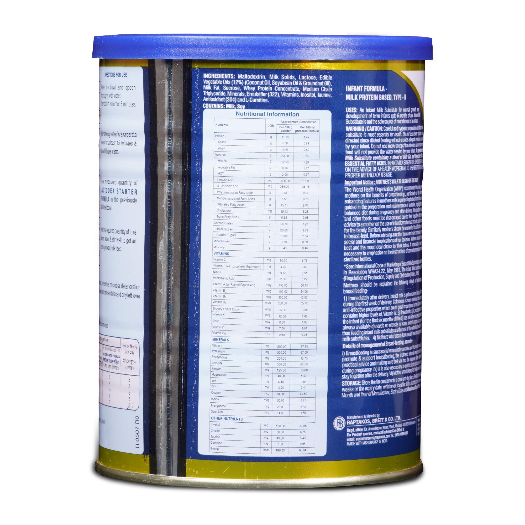 Lactodex Lactodex Starter Formula Stage 1|Infant Milk Substitute|Suitable for babies Up to 6 months|Enriched with Protein and 30 Essential nutrients - 450g Tin Pack