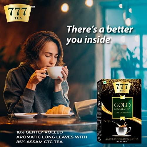 777 777 Tea Gold Long Leaf Tea | Assam tea | Rich & Aromatic Chai | Black Tea | Tea Leaf | Chai Patti (Pack Of 3, 500 GM Each)