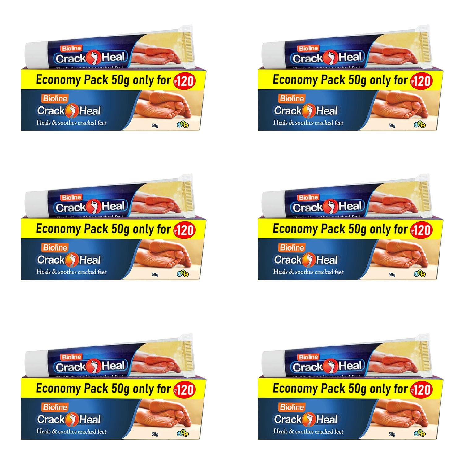 BIOLINE BIOLINE Crack Heal Foot Cream For Dry Skin & Cracked Heels - 50 g Each (Pack of 6)