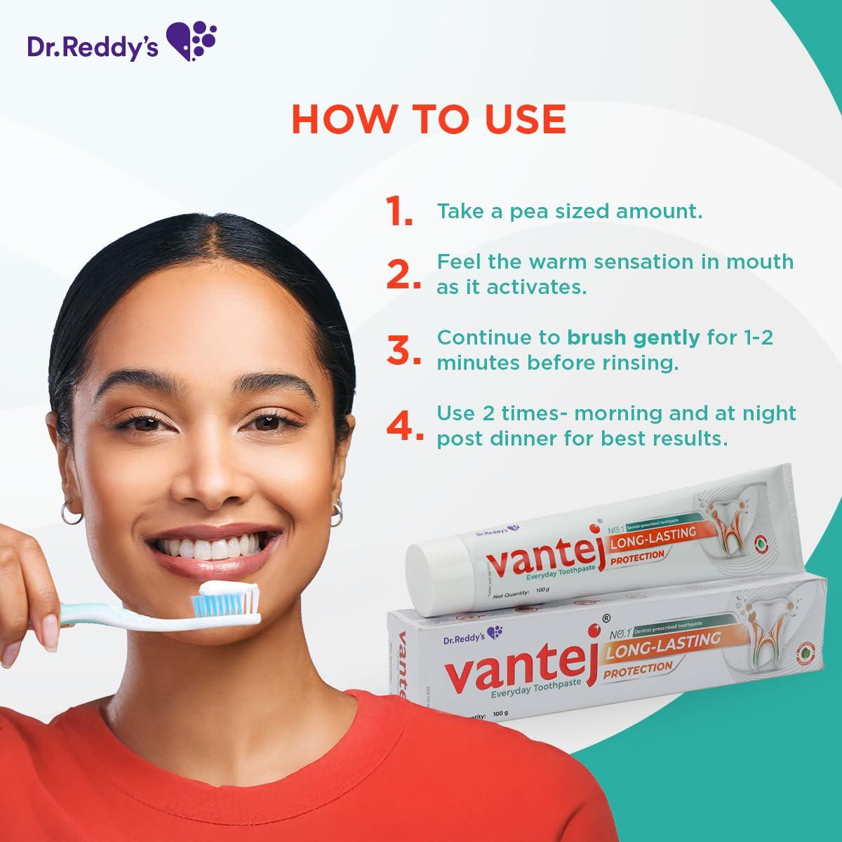 Vantej Vantej Toothpaste for Sensitive Teeth, Dentist recommended, sensitivity toothpaste for everyday use - 100g, white x Pack of 2