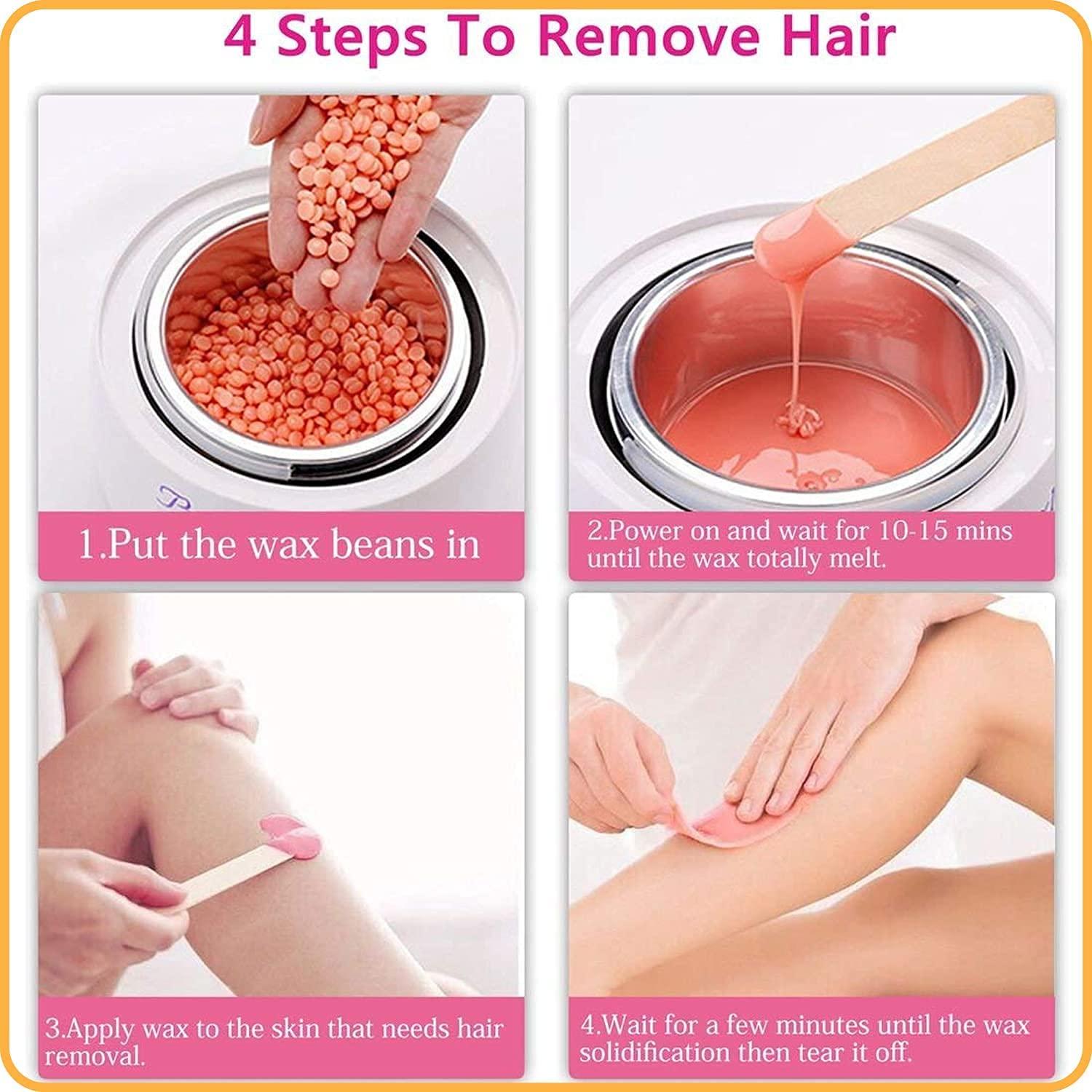 CUVLY CUVLY Hard Wax Warmer, Heater with Hair Removal Wax Beans(100 Grams) and Wooden Chips for Hard, Waxing Kit for Women - Color May Vary, Set Of 1