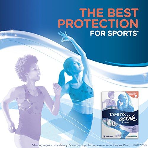 Tampax Tampax Pearl Active Plastic Tampons, Lites/Light Absorbency, Unscented, 18 Count, Packaging May Vary