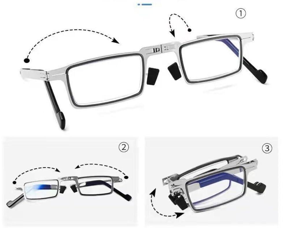 iMagfy iMagfy Foldable Stylish Blue Cut Anti Glare Reflection|Anti-Fatigue Reading Glassses for Men and Women with Free Lens Spray and ScrewDriver Keychain|Regular Comfort fit|Silver Color (+2.50)