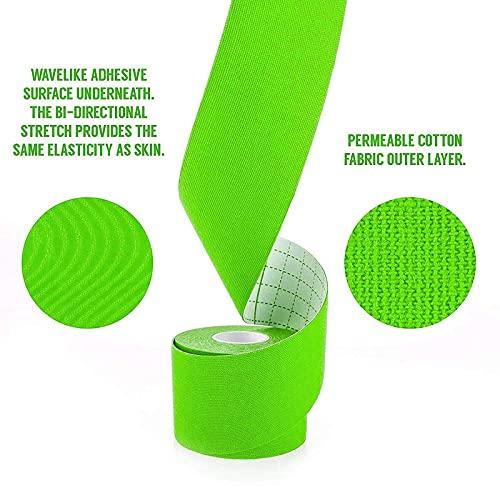 Electrotech HealthOn Kinesiology Tape | Kinesiology Tapes Waterproof | Sports Tape | Knee, Elbow, Shoulders, Ankles, Wrists, Back, Neck, arms & Thigh on Injury | Uncut Muscle Support Tape | 5cm x 5m roll