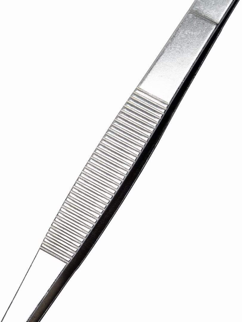 CHENSHUO Chenshuo Long Handle Stainless Steel Straight and Curved Tweezers Nippers,Silver,2 Pieces