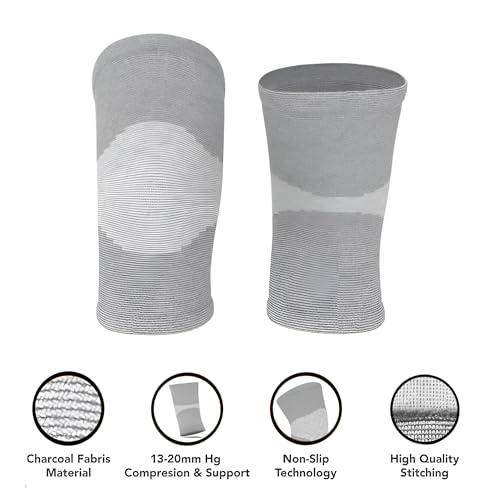 Generic Esenki Orthopedic Pain Relief Bamboo Yarn Knee Support Cap Brace/Sleeves Pair For Sports, Pain Relief, Exercise,Cycling,Knee Cap Guard Brace Knee Support For Men & Women-Medium (Pack Of 1 Pair, Grey)