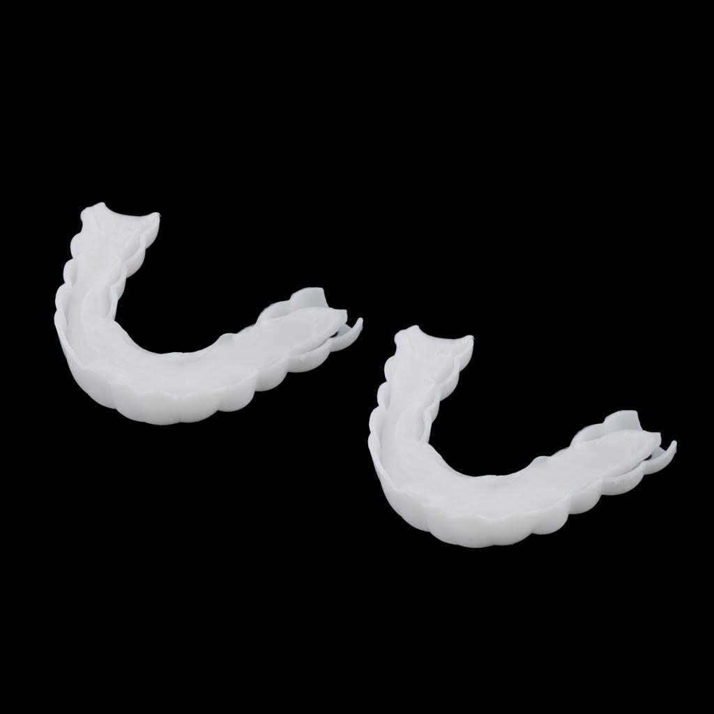 LICHTS LICHTS 2 Pcs Silicone Lower False Teeth Dental Veneers Dentures Fake Tooth w/Case