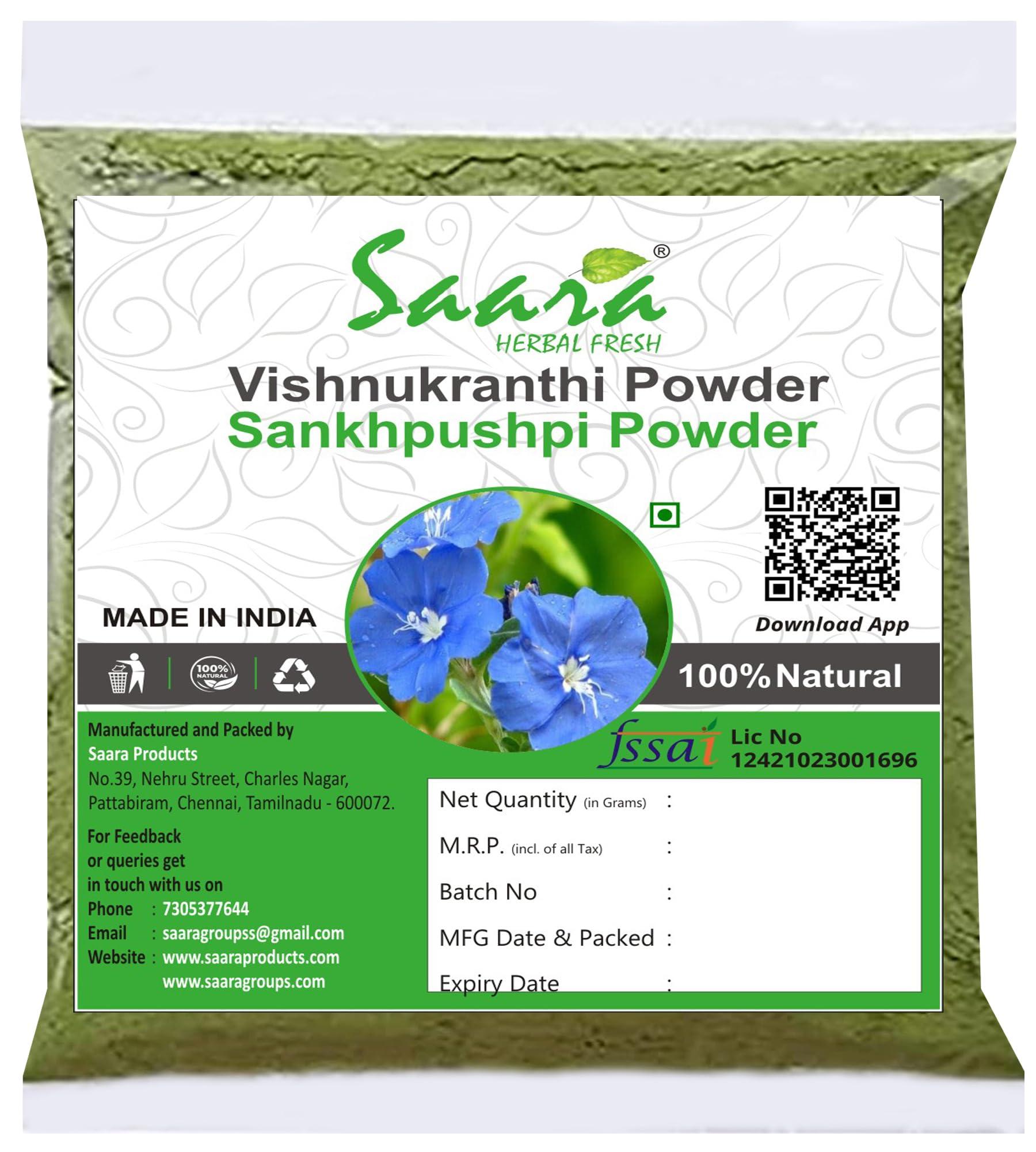 SAARA Saara HERBAL FRESH Vishnukranthi Powder, 300g, Shankhapushpi, Vishnukrantha, Morning Glory, Sankaholi Powder, (pack of 3x 100g)