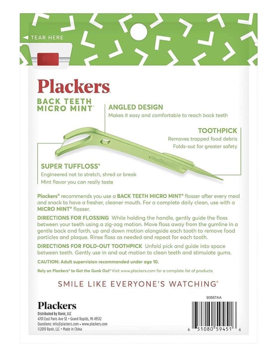 Plackers Plackers Back Teeth Micro Mint Dental Floss Picks (Pack of 2)