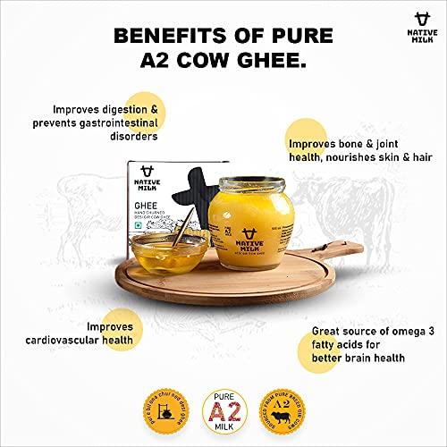 Native Milk Native Milk Pure A2 Cow Ghee | A2 Milk Protein | Desi Gir Cow Ghee | Hand Churned | Vedic Bilona Method | No Added Preservatives 500ml (Pack of 2)