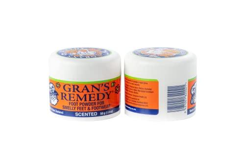 Gran's Remedy GRAN'S REMEDY Scented Foot Powder, Natural Shoe Deodorizer and Foot Odor Eliminator Powder for Men, Women, and Kids, Absorb Sweat and Moisture, Neutralize Smelly Odors, 50g
