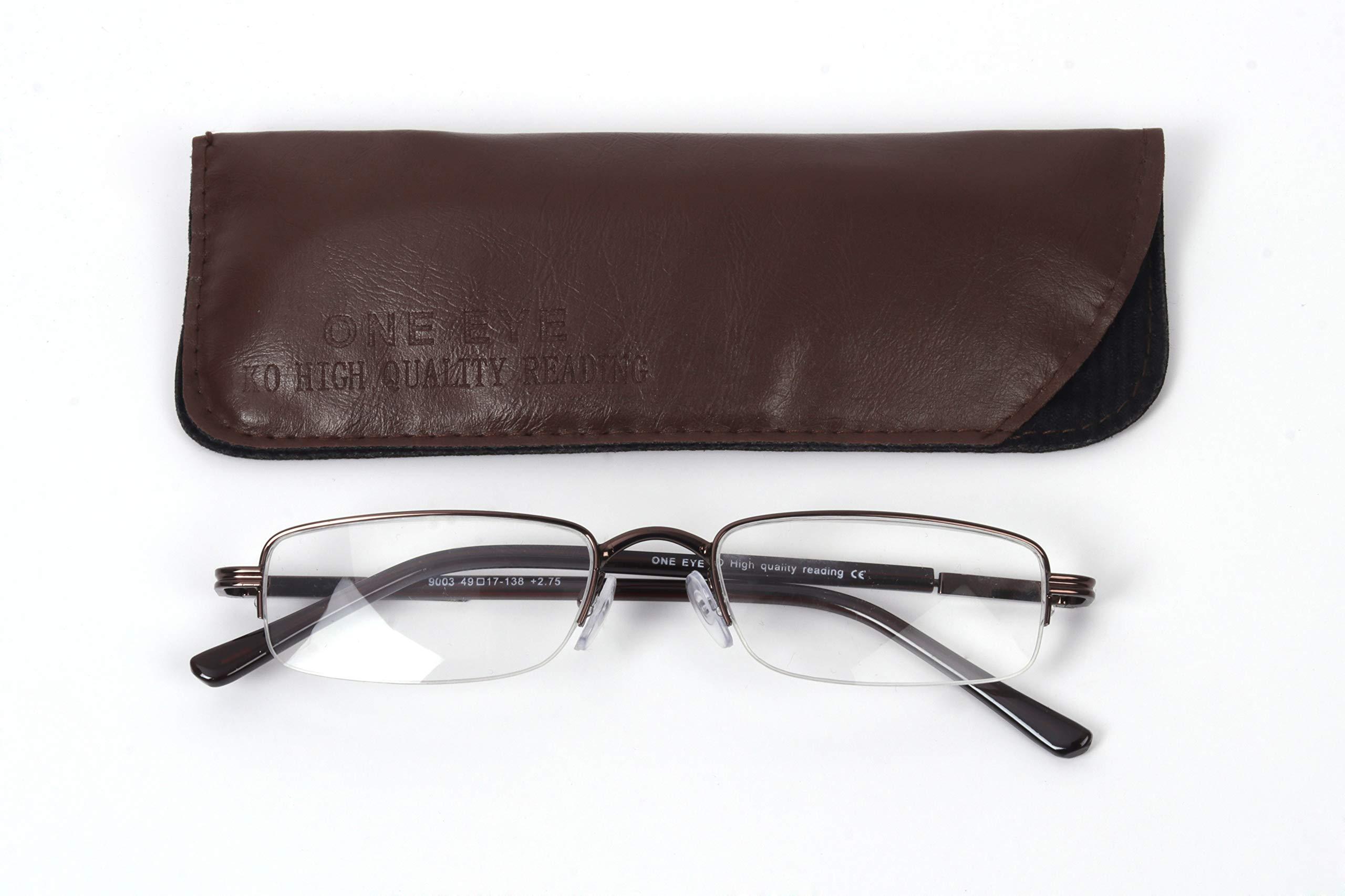 IMPULSE IMPULSE Metal Half Rim Near Vision Reading Glasses For Men and Women (+2.00, Brown)