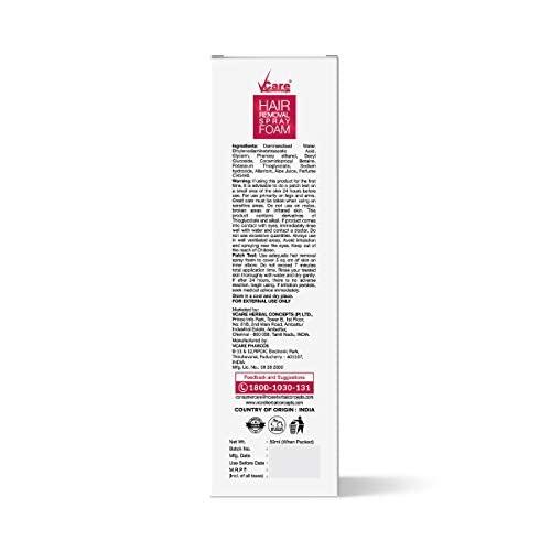 VCare Vcare Hair Removal Spray Foam, 50 ml (Pack Of 2) Best instant Hair Removal Spray Foam | Spray, Wipe & Rinse for silky smooth skin without Pain & Nourishes the skin after Hair removal