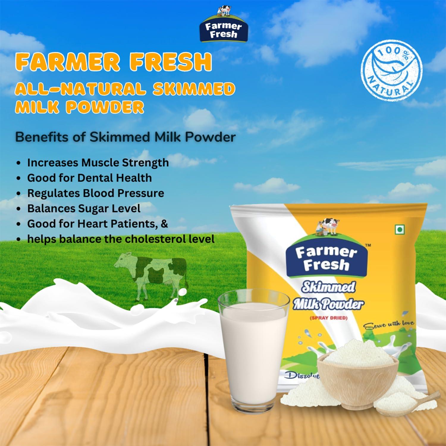 Farmer Fresh Farmer Fresh All-Natural Skimmed Milk Powder - 1kg Pack, 100% Pure Non-Fat Dry Milk - Ideal for Tea, Coffee & Daily Use