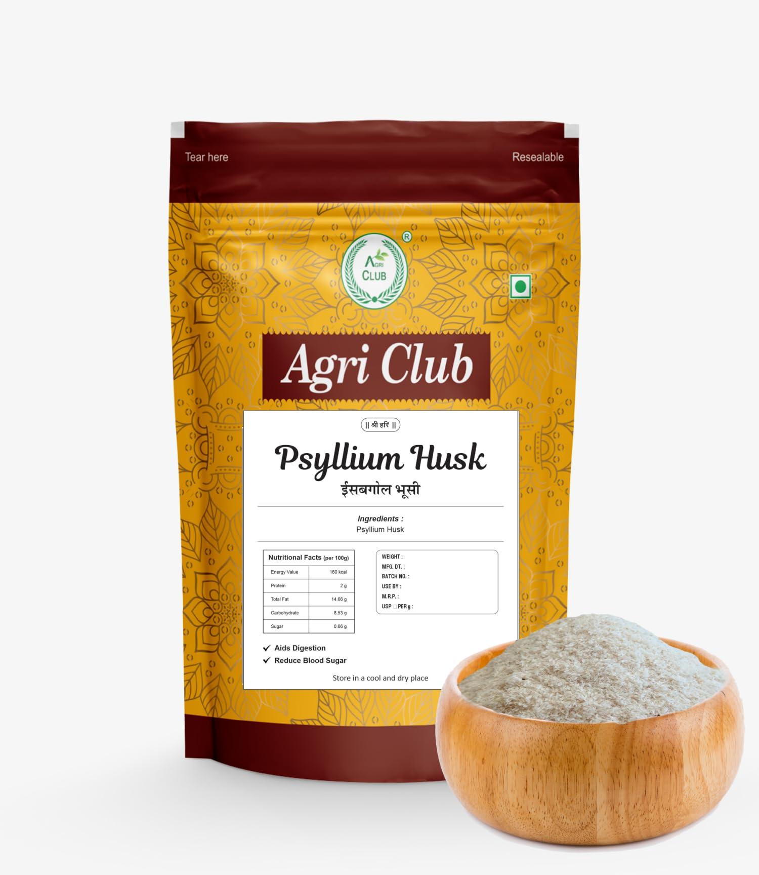 AGRI CLUB Psyllium Husk | Sat Isabgol (Bhusi) Husk - 1 Kg Fiber Supplement | For Constipation | Agri Club