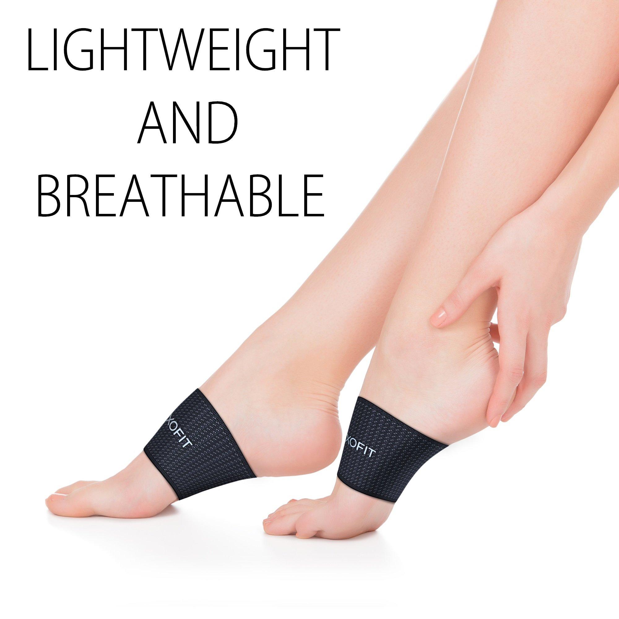 Roxofit ROXOFIT Copper Arch Relief Plus Support Compression Band - Plantar Fasciitis Fit Elastic Foot Sleeve Wrap For Pain, Sore, High, Low Arches, Flat Feet As Seen On TV For Men, Women (White logo, Large)