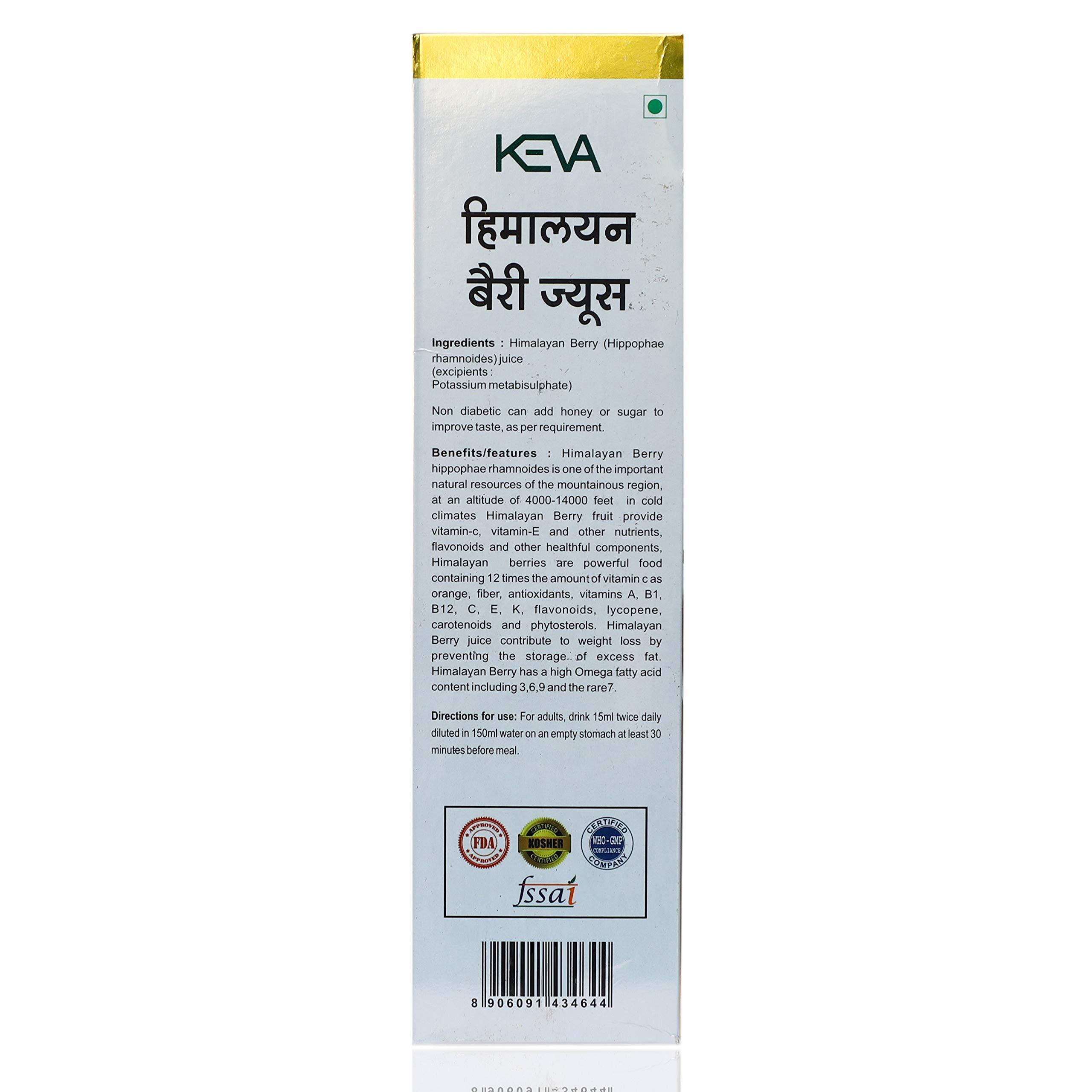 Keva Keva Himalayan Berry Sea Buckthorn Juice - 750ml | Himalayan Berries| Rich Omega 3,6,9,7 | Vitamin C Rich