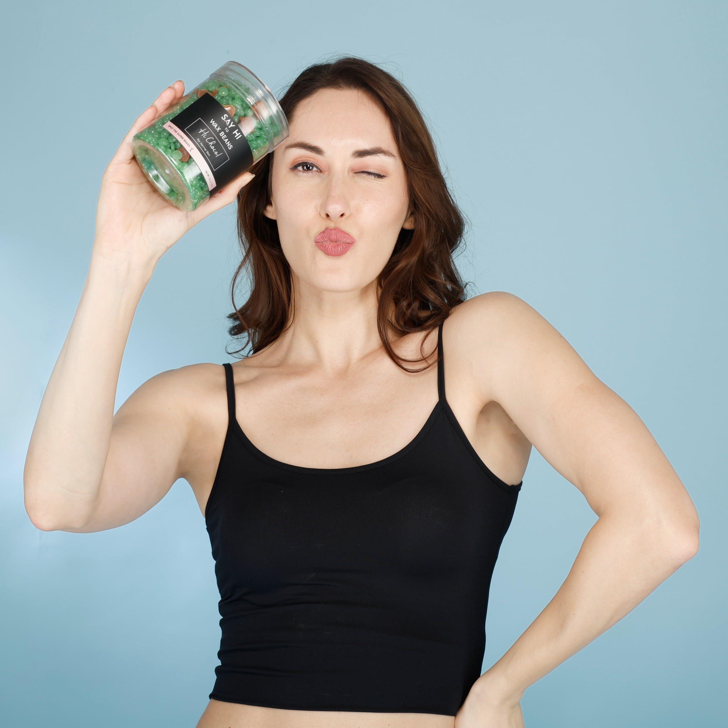 Say Hi Say Hi to Brazilian Wax Beans | Facial Hair Removal, Bikini, Underarms | Stripless, Painless Liposuble Katori Wax Kit for Normal Skin Type (130 grams)