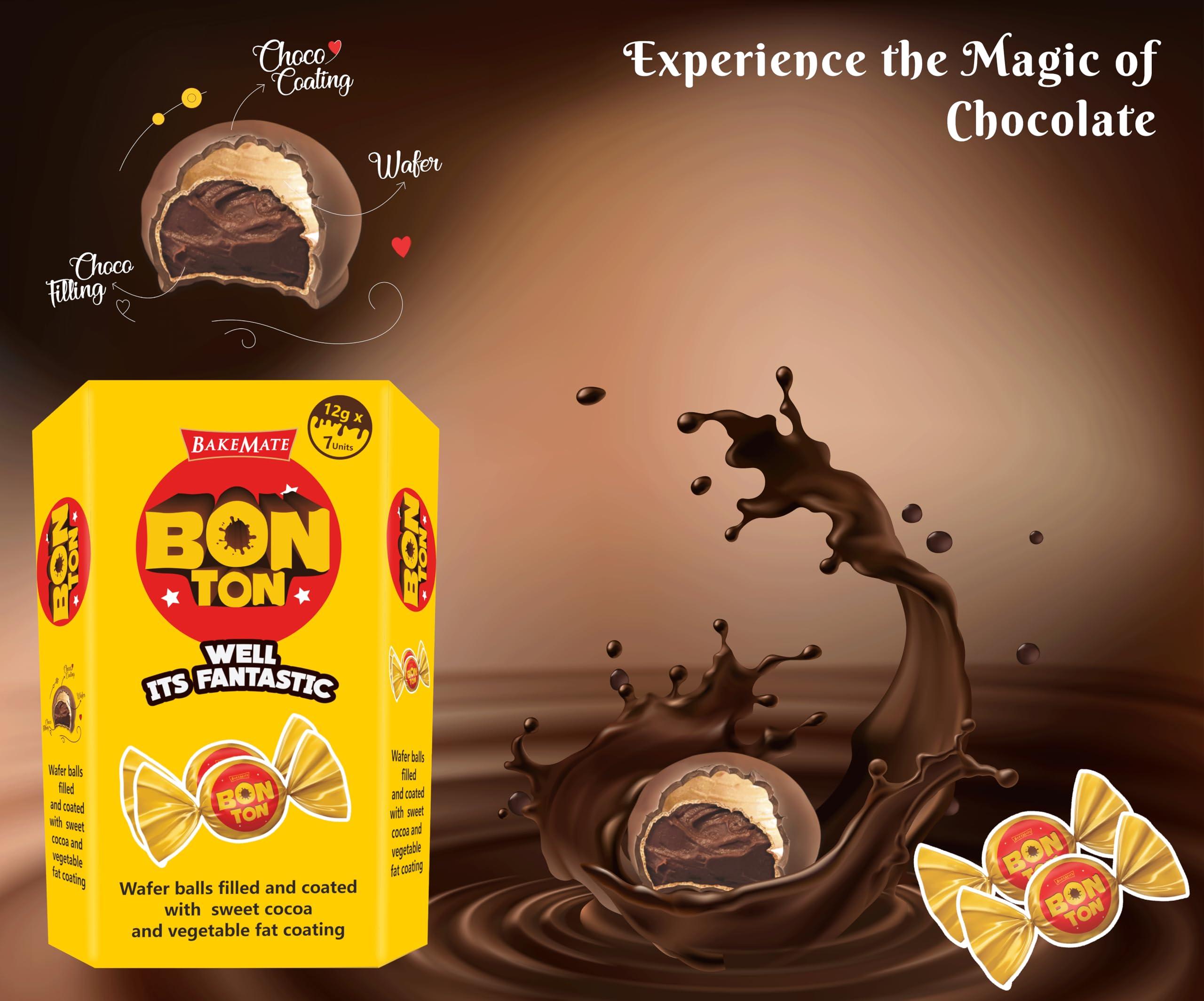 BakeMate BakeMate Bon Ton Pack Contain Wafer Coated Layered Chocolate Wafer Balls | Chocolate Wafers | Wafer Balls | Chocolate wafer Combo Pack | 252g