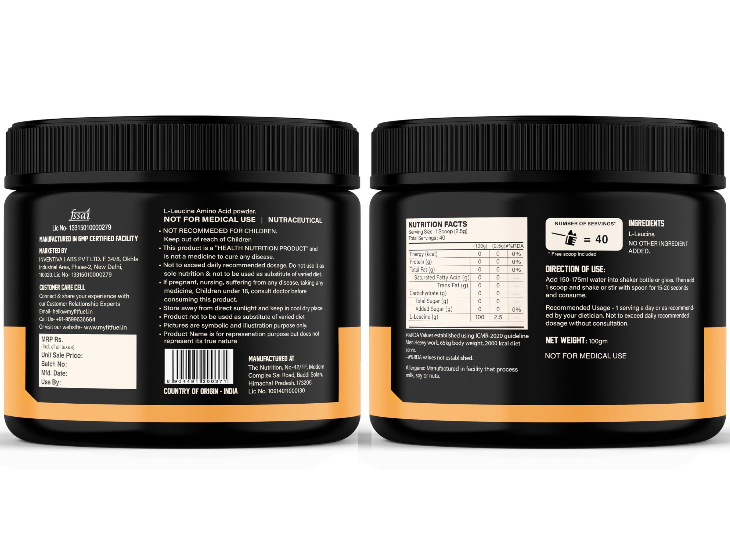 MyFitFuel MyFitFuel L-Leucine (.22 lbs) 100 gm (Unflavored)