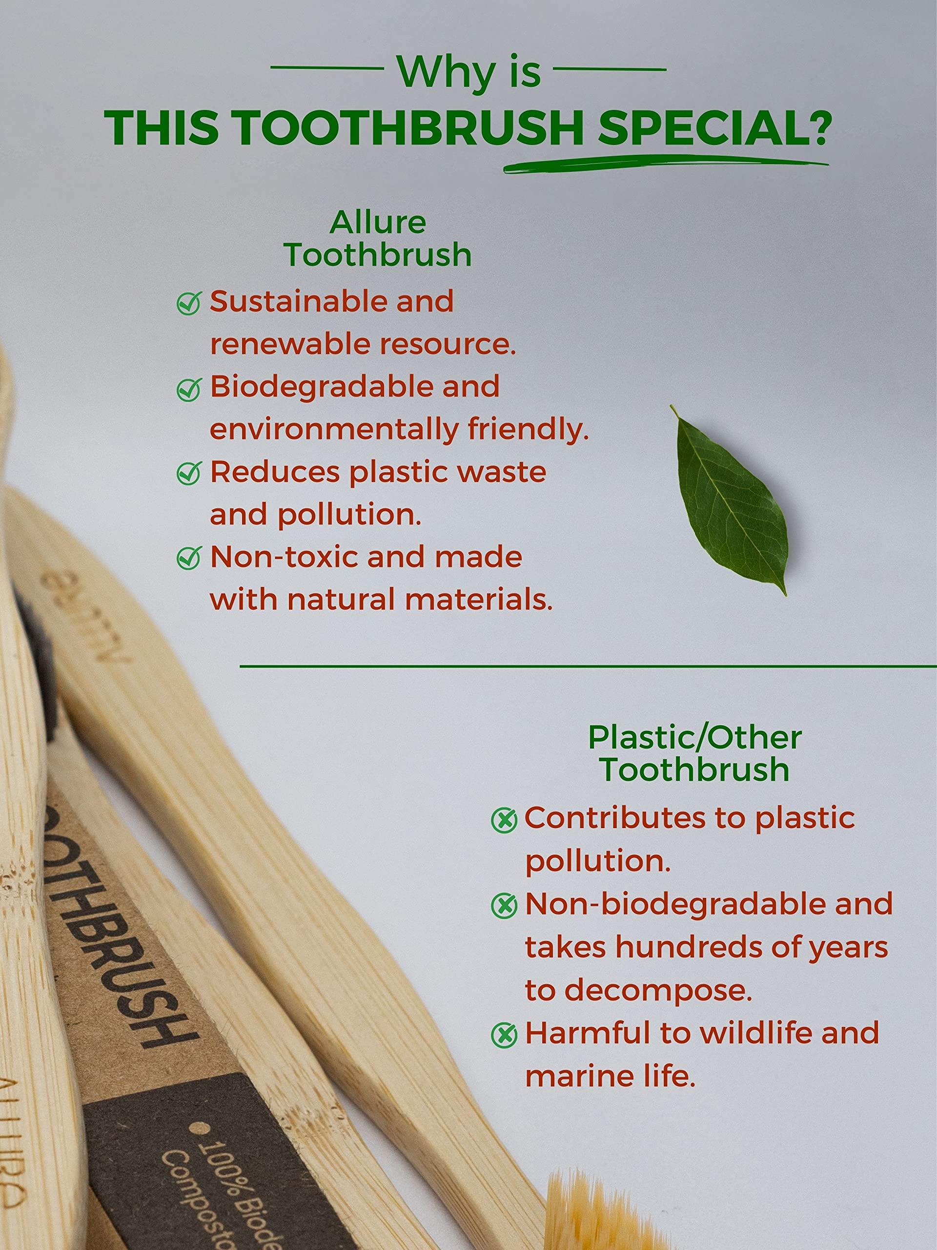 ALLURE Allure Bamboo Toothbrush Charcoal - OT-01+02-PACK4