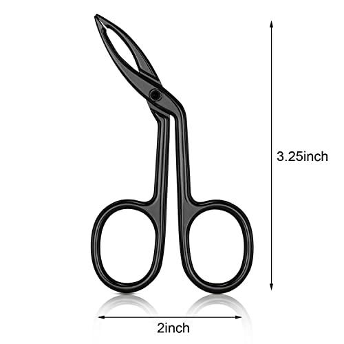 Hicarer 3 Packs Eyebrow Tweezers, Scissors Shaped Eyebrow Straight Tip Tweezers Clip, Flat Tip Tweezers Hair Plucker, Straight Tip Hairgripping Eyebrow (Black Plated)