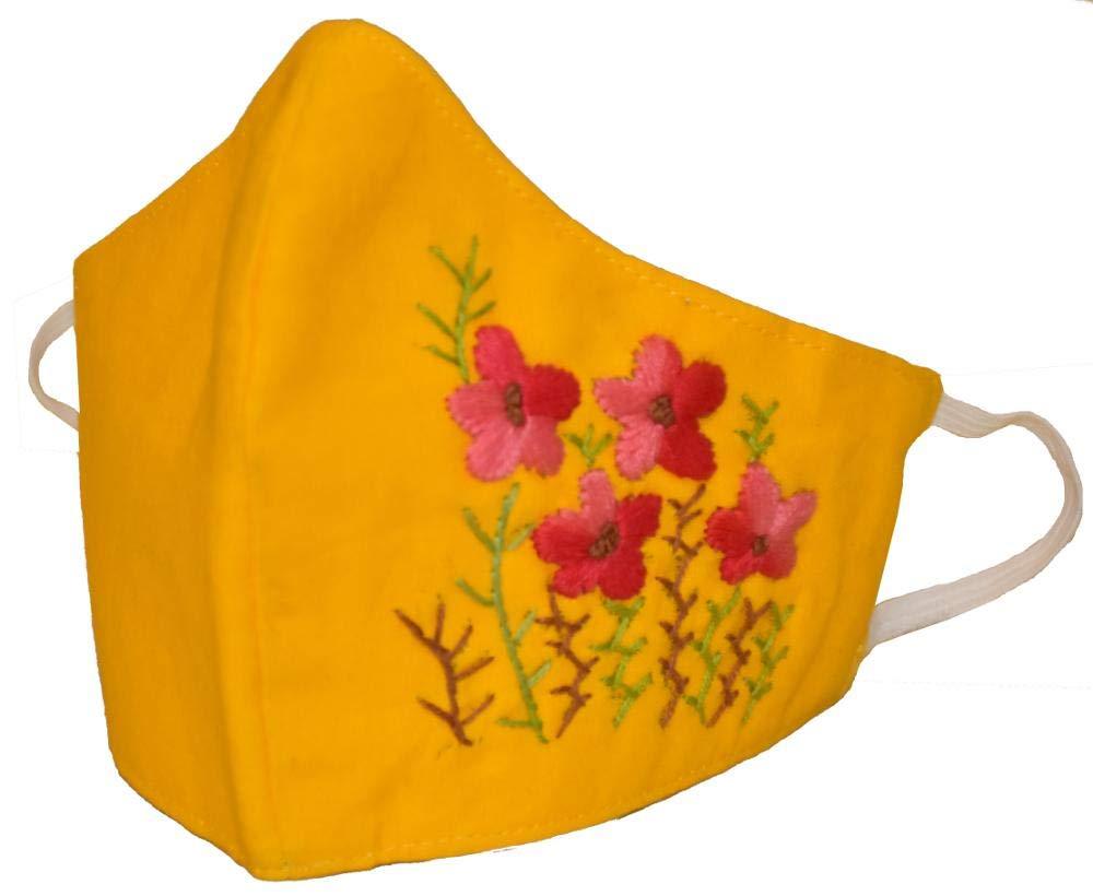 Kheyali Boutique Kheyali Boutique Pure Cotton Hand Embroidered Washable Resuable Anti Pollutant 3 Ply Face Mask (Pack of 2)