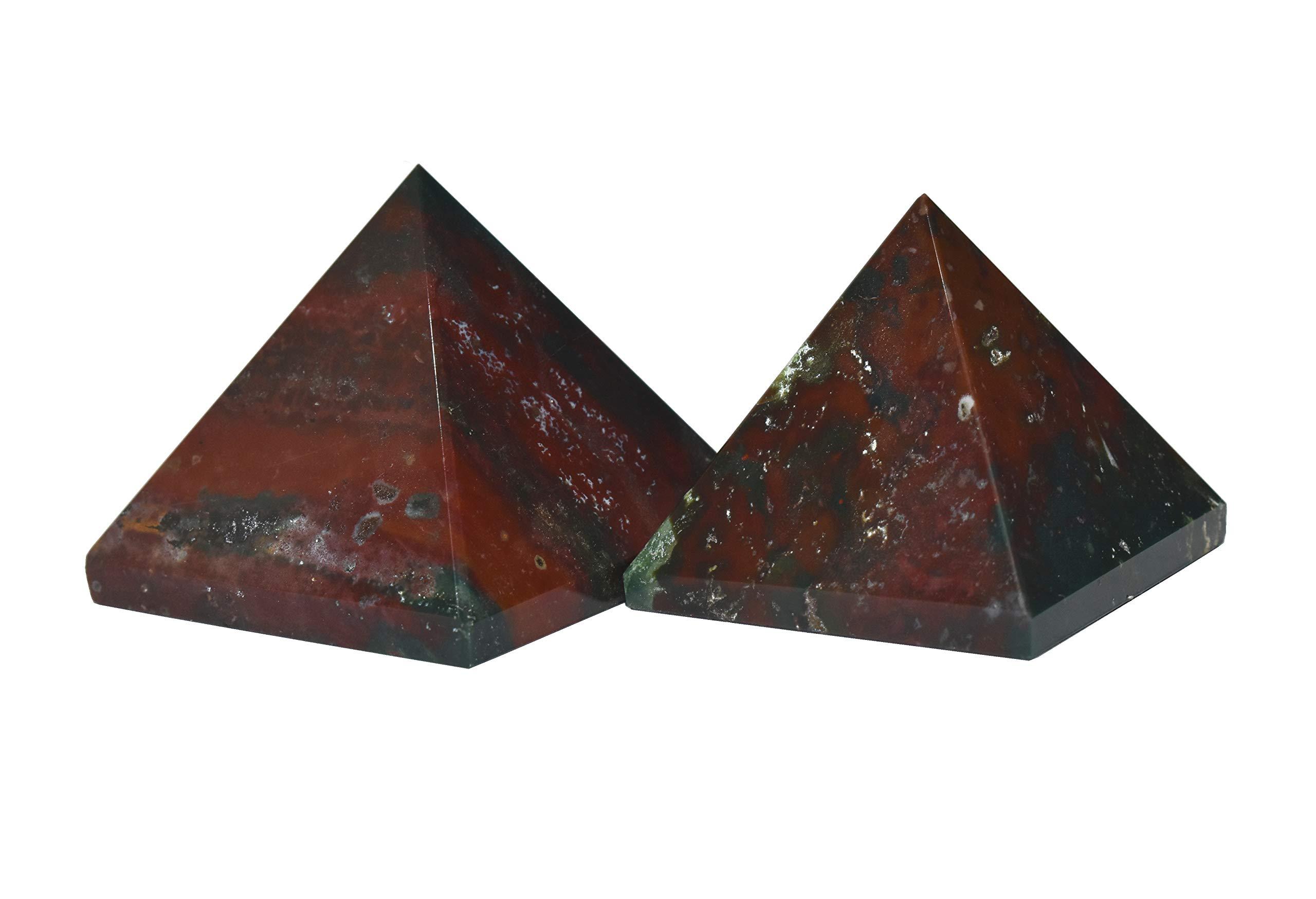 Pyramid Tatva Pyramid Tatva - Bloodstone (Heliotrope) Pyramid Energy Home Dcor Natural Vastu Healing Crystal Reiki Chakra Stone 2-2.5 inch wt - 170-220gm